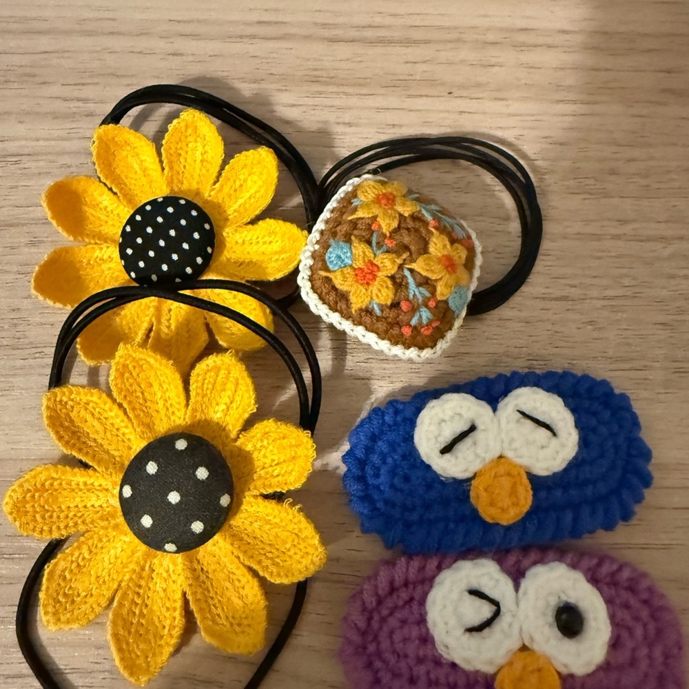 Yellow‎ and Blue Crochet Hair Accessories Set